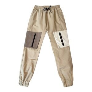 American‎ Stitch Jogger Pants Color Block Utility Pocket Drawstring Waist Small